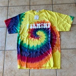 NWT Vermont Tie Dye‎ Spiral Rainbow T-Shirt, Sz Large